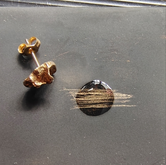 14K Gold Nugget Pierced Earrings - Picture 7 of 8